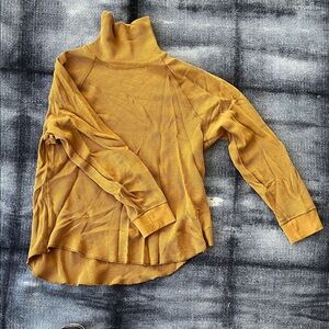 Everlane Tan/Gold Waffle Knit Pullover Turtleneck